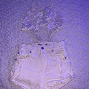 white floral body suit 💞🤍